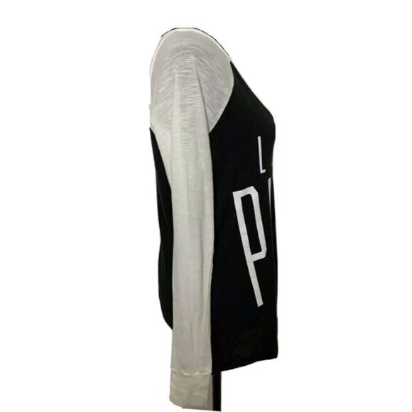 VS PINK Graphic Tee Size M Lets Party Long Sleeve Scoop Lounge Shirt Dorm Life - Picture 4 of 10